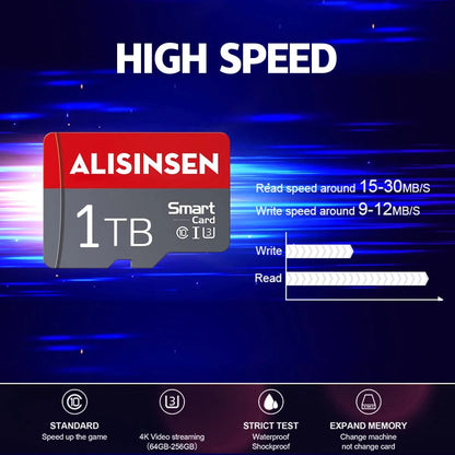 1TB Micro SD Card,Memory Card for Cellphone Surveillance Camera Tachograph Tablet High Speed Class 10 TF Card 1TB Micro Memory SD Card with SD Card Adapter